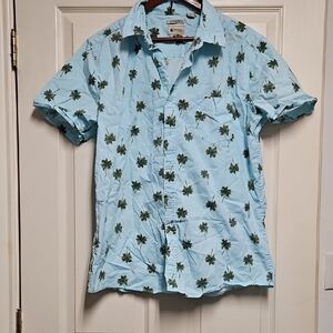 Haggar Light Blue Palm Print Casual Shirt